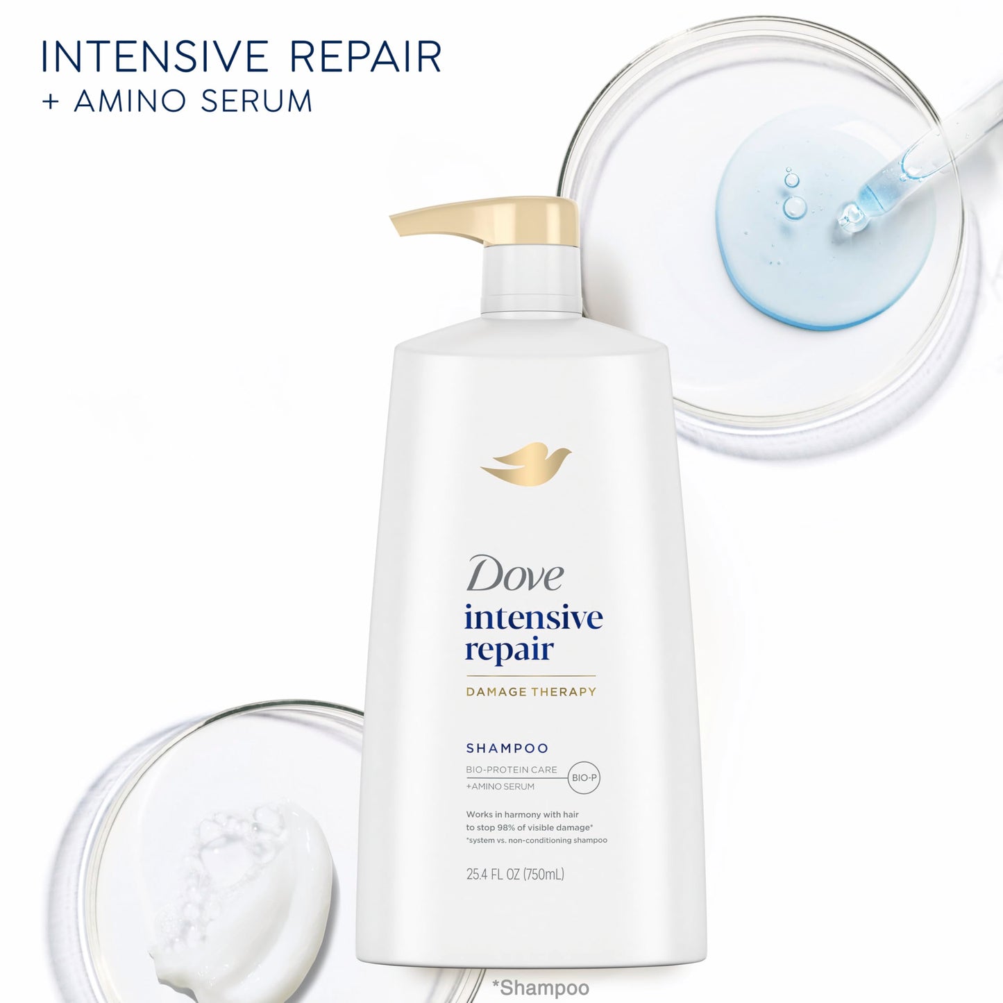 Dove Shampoo Intensive Repair for Damaged Hair Shampoo with Bio-Restore Complex 25.4 oz