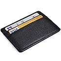 EASTNIGHTS Credit Card Holder Slim Wallet Leather Minimalist Wallet with ID Window (black)