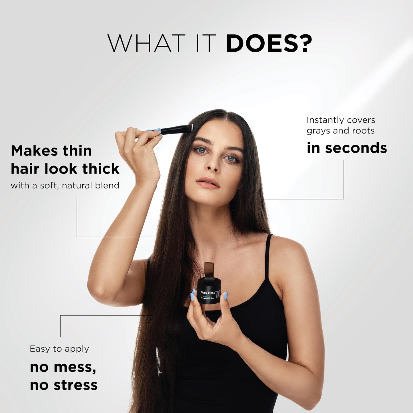 THICK FIBER Root Touch Up Powder - Water & Sweat Resistant Hair Loss Concealer Set for Thinning Hair Women, Includes Brush (Black) Beauty and Personal Care Thick Fiber