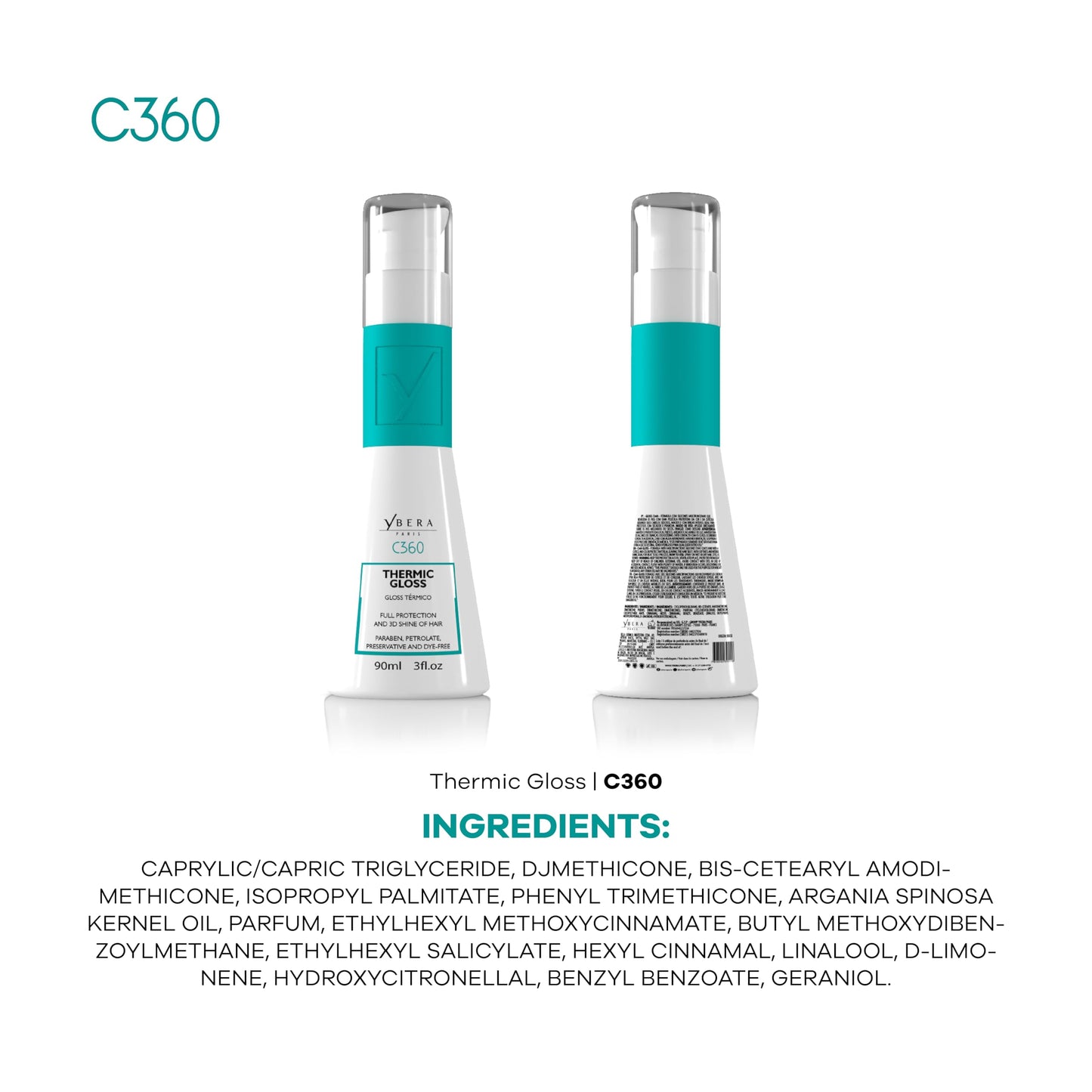 YBERA PARIS Gloss C360 | Heat Protector | High Performance Silicone | Seals Cuticle | Protective Film Against Moisture | 2oz