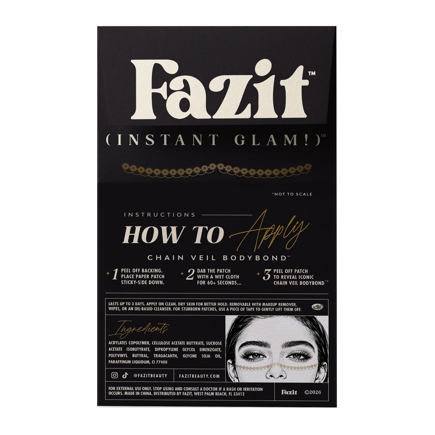 Fazit Makeup Patches - Chain Veil Bodybond - Glow Up Make-Up Patches - Cute Glitter Makeup Accessories for Women - Cosmetic Glitter for Face