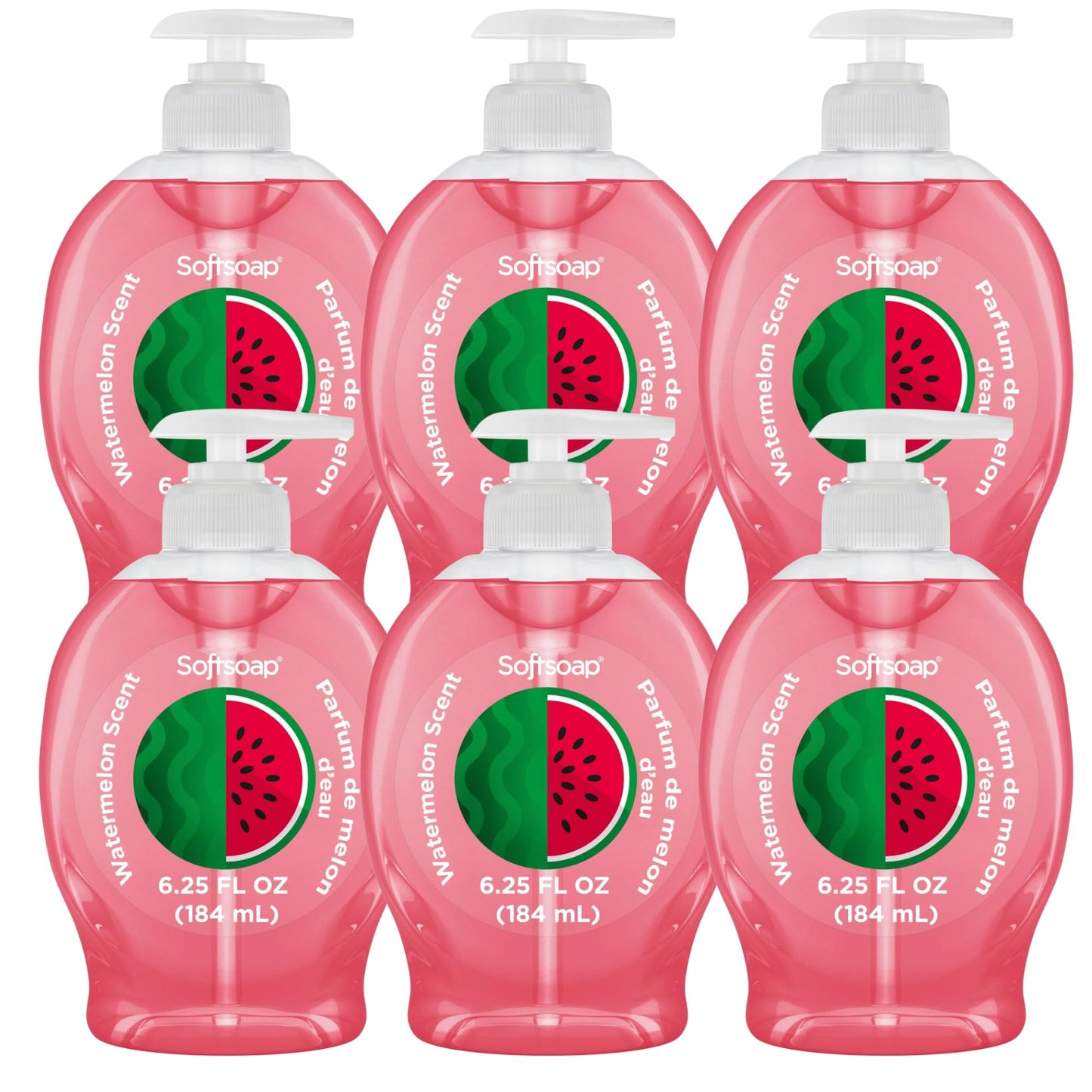 Softsoap Liquid Hand Soap with Pump, Limited Edition Summer Scents, 6.25 Fl Oz, 6 Pack (Watermelon)