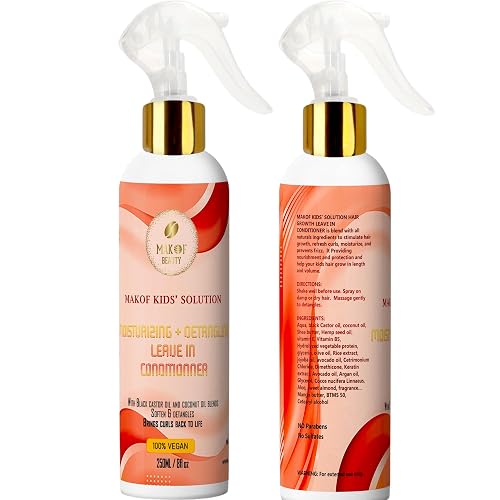 Kids Leave in Conditioner, Softens, Detangles Tough and Tangles Knots. Nourishing and Natural Formula with Mango butter, Keratin, Jojoba oil, Hemp