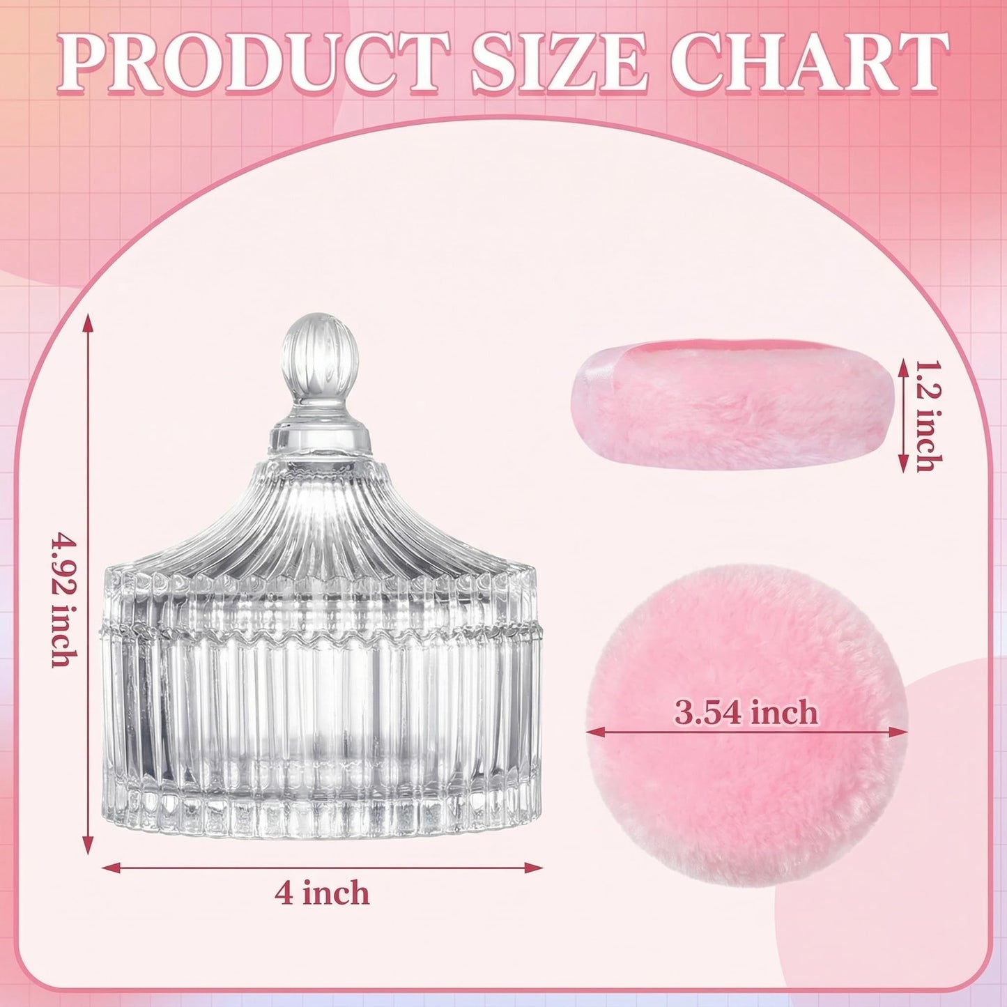 2 Pcs Large Body Powder Puff and Container Powder Container with Puff Powder Puff Crystal Container Soft Washable Reusable Velour Face Body Glitter Beauty and Personal Care Habitable tree