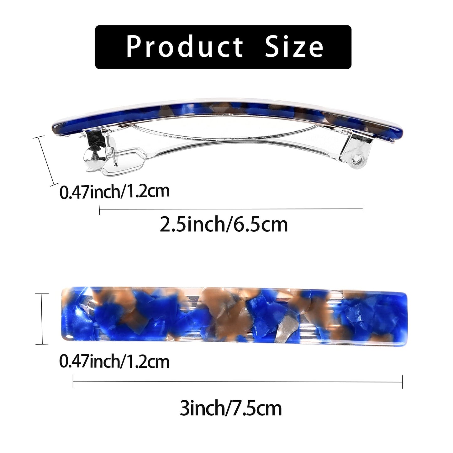 Fsmiling Hair Barrettes for Women French Hair Barrette Clip Small Acetate Hair Clips Barrette No Slip Hair Accessories 3-Pack