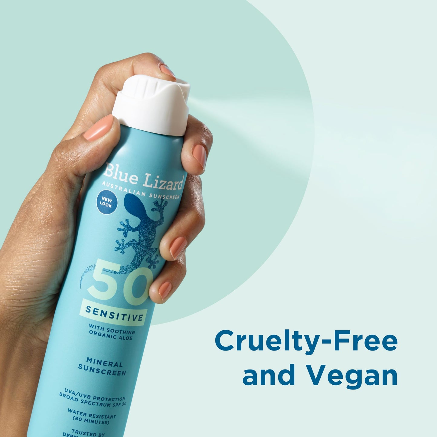 Blue Lizard Sensitive Mineral SPF 50 Spray, Dermatologist-Recommended Brand, Broad-Spectrum UVA/UVB Protection, Water-Resistant, Zinc Oxide Formula, 5