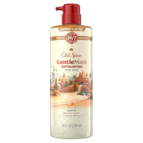 Old Spice GentleMan's Exfoliating & Moisturizing Body Wash for Men, 24/7 Shower Fresh with Long Lasting Scent, Renewing Vitamin B3 Blend, Brown Sugar