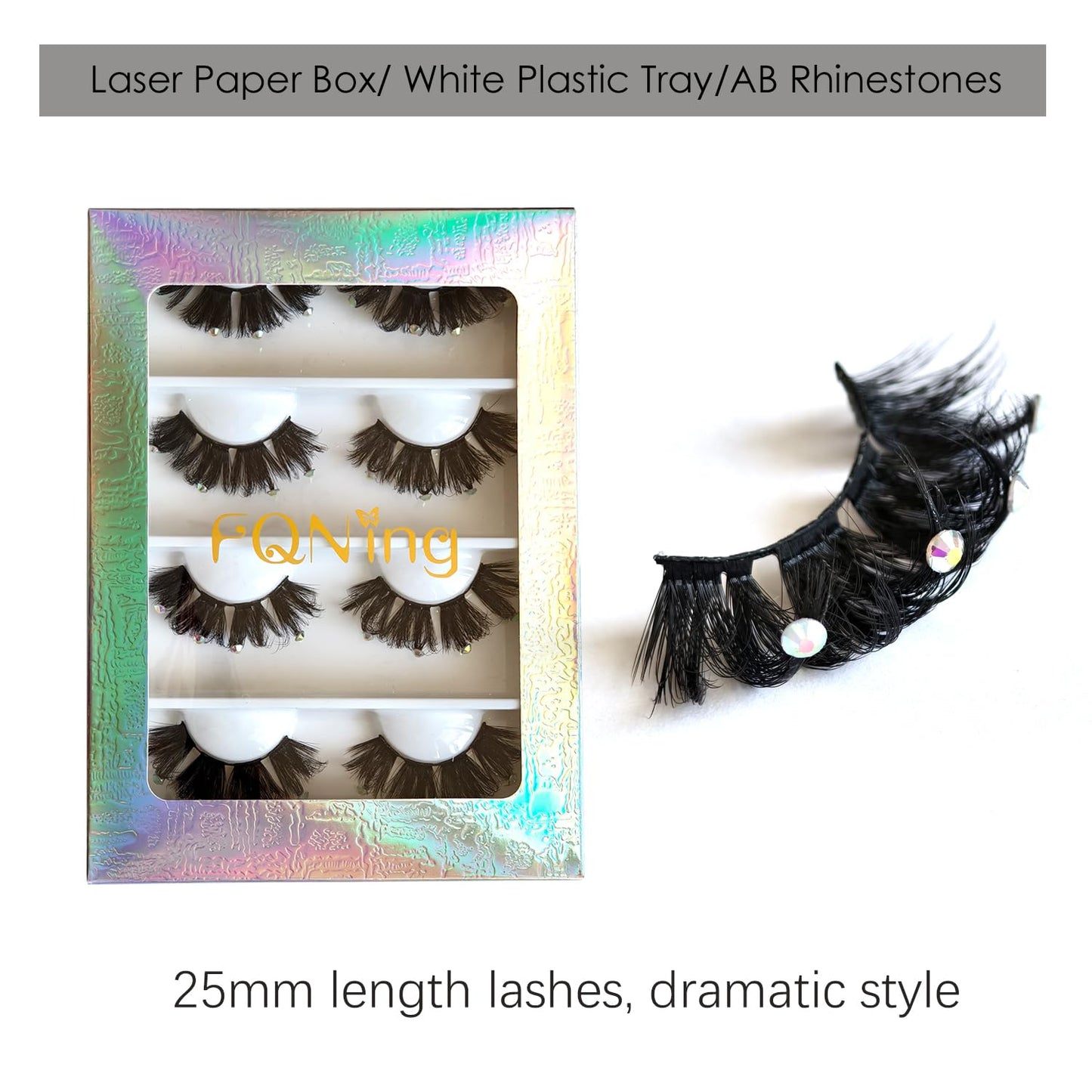 Mink Lashes with Glitter Rhinstones for Party Dramatic Diamond Decorative Gem Eyelashes (crystal)