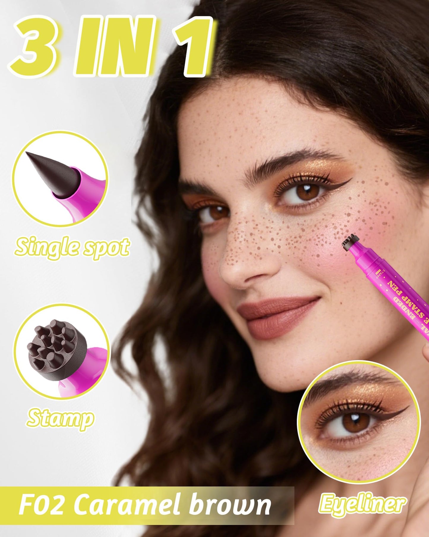 Berinist Upgrade Dual Ended 2-in-1 Faux Freckle Stamp Pen, Waterproof Fake Freckle Pen with Multi-Prong Freckles Stamp Head for Women to Easily Create Beauty and Personal Care Berinist