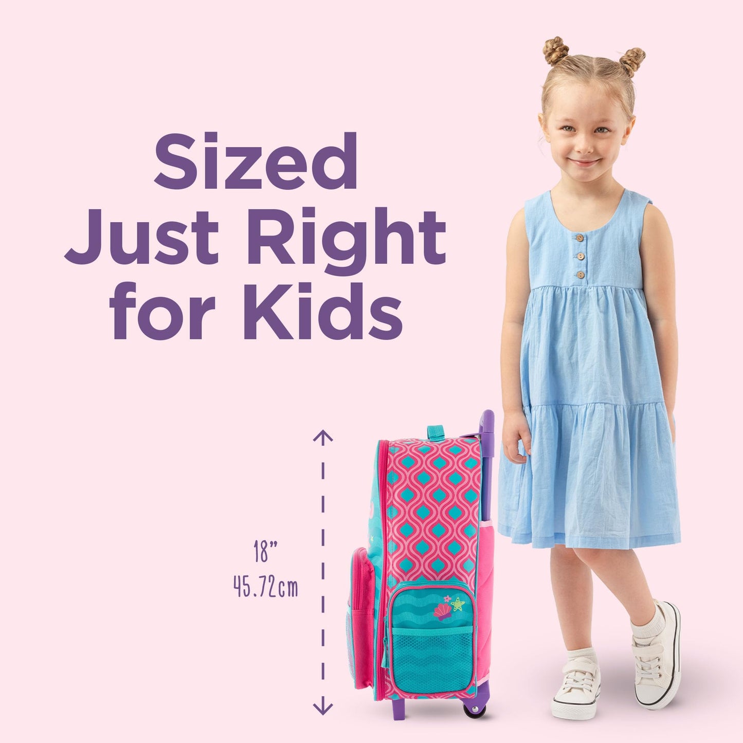 Stephen Joseph Kids Classic Rolling Luggage, Kids Luggage, Toddler Rolling Travel Carry On, Kids Suitcase with wheels,