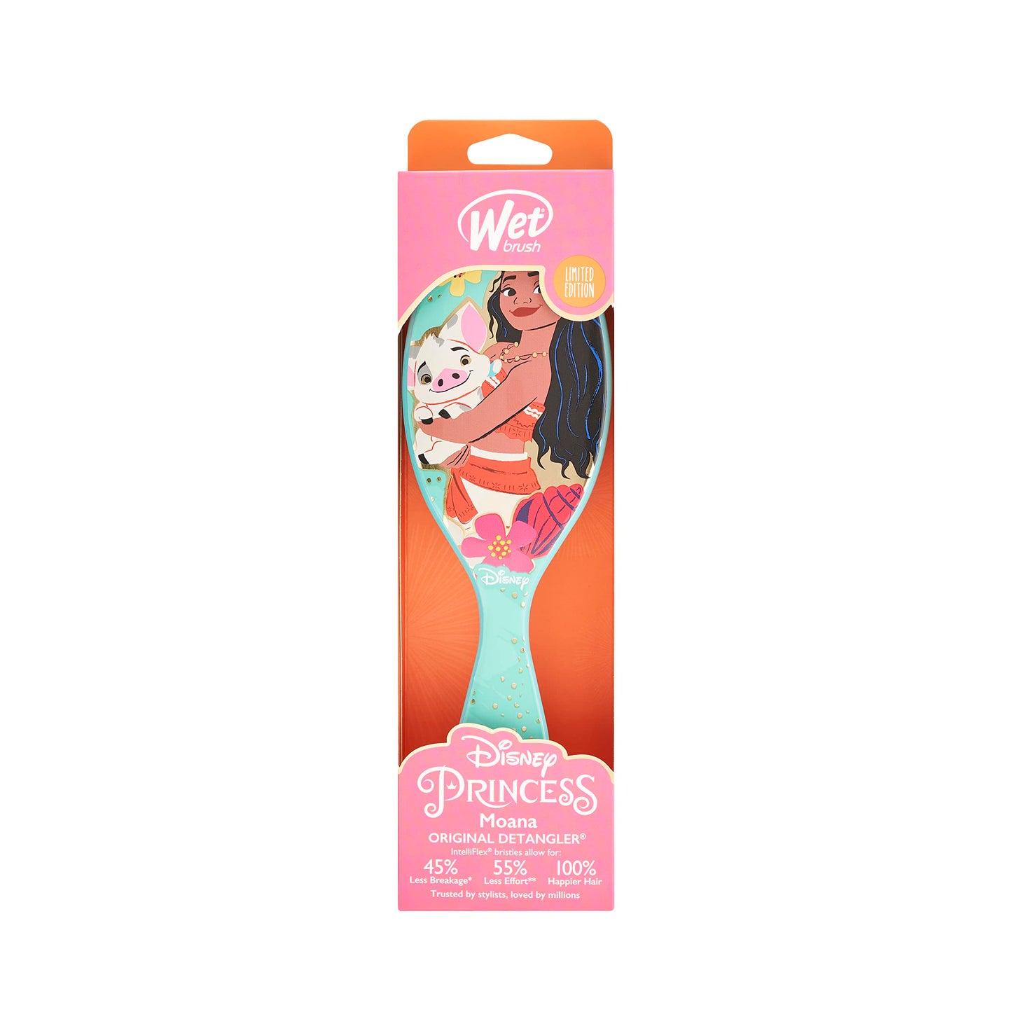 Wet Brush Original Detangler Brush - Moana & Pua, Ultimate Princess Celebration - All Hair Types - Ultra-Soft Bristles Glide Through Tangles with Ease
