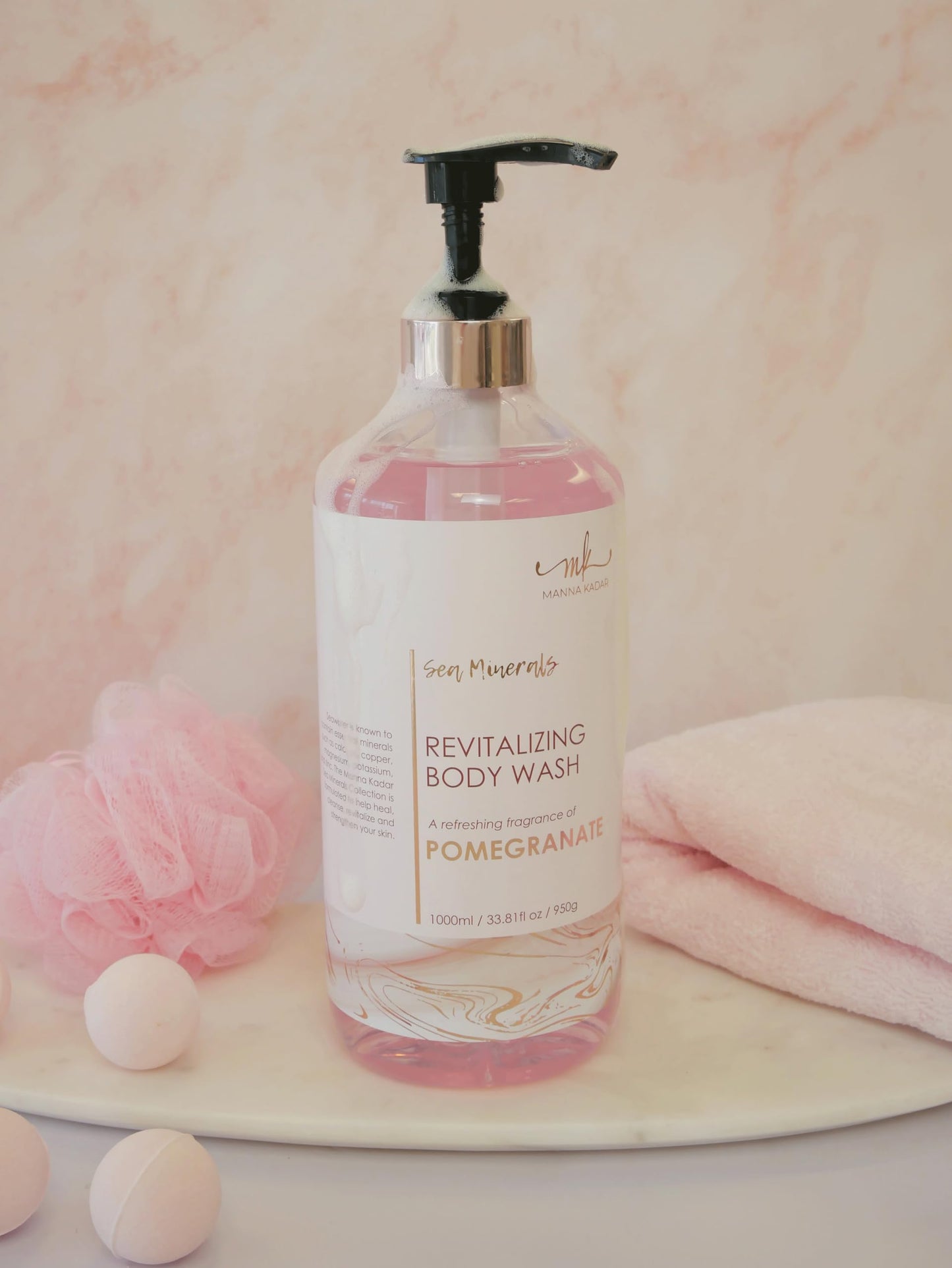 Manna Kadar Beauty Dead Sea Minerals Revitalizing Body Wash, Pomegranate - Clean, Soothe, Revitalizes, Rejuvenates Skin, Hydrates, Shower Gel