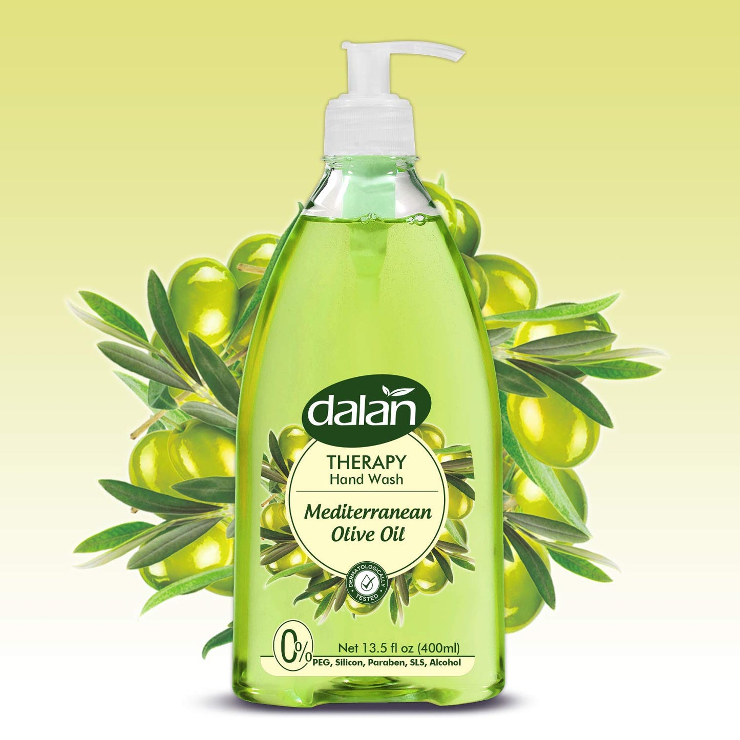 Dalan Therapy Mediterranean Olive Oil Ultra Moisturizing Liquid Hand Soap for Normal and Dry Hands Fresh Clean and Soft Feeling (13.5 Fl Oz / 400 mL