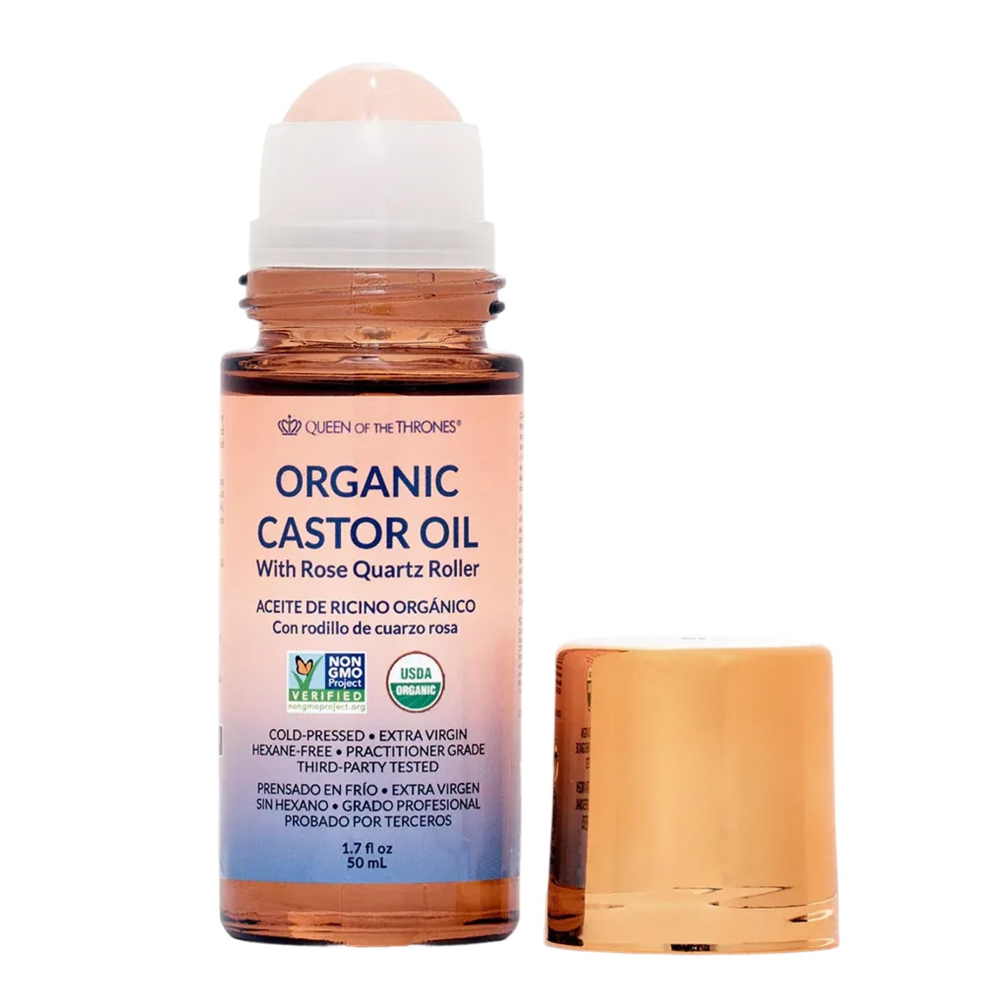 QUEEN OF THE THRONES® Organic Golden Castor Oil Roll-On with Rose Quartz | 100% Pure for Skin, Brows & Lashes and less mess Castor Oil Packs | Beauty and Personal Care QUEEN OF THE THRONES Default Title