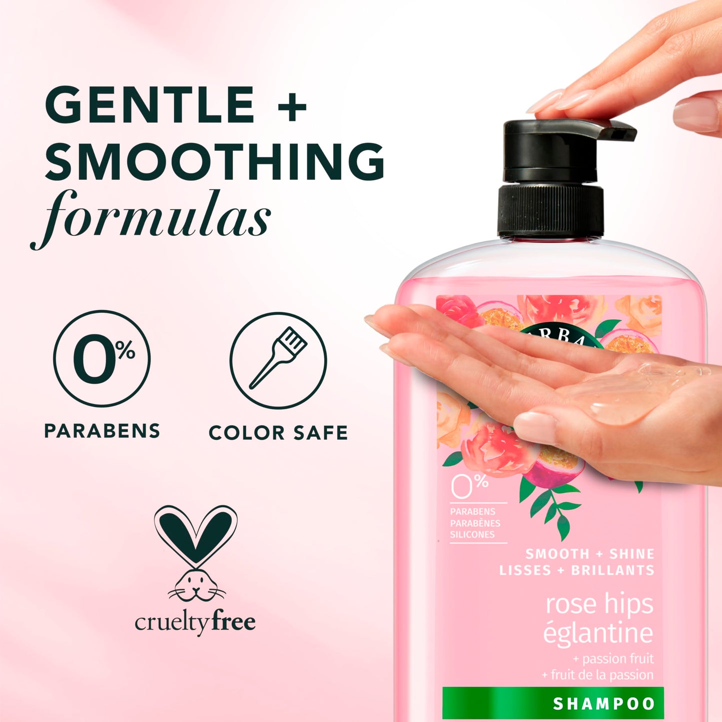 Herbal Essences Shampoo, Rose Hips + Passionfruit - Smooth Collection, Shiny Hair with Vitamin E & Jojoba, Safe for Color Treated Hair, Floral Scent Beauty and Personal Care Herbal Essences