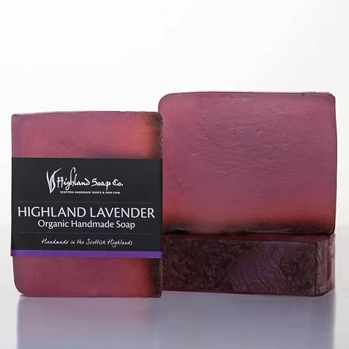 The Highland Soap Company, Handmade Scottish Organic Vegetable Oil Glycerin Soap Bar, Highland Lavender, 5.3oz (Pack of 1)