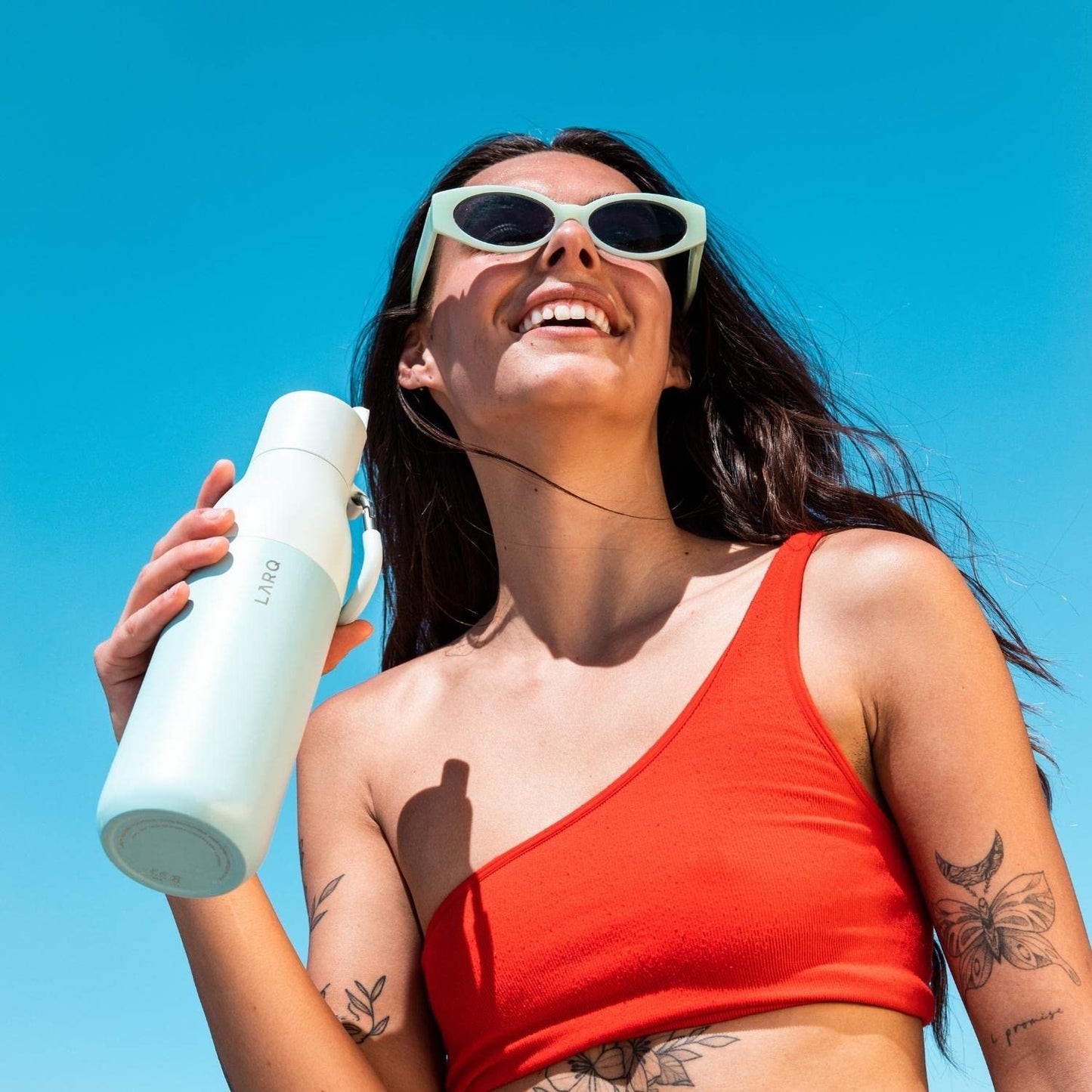 LARQ Bottle Flip Top 17 oz - Reusable Insulated Stainless Steel Water Bottle With Straw | BPA Free | For Sports, Gym, and Travel | Keep Drinks Cold