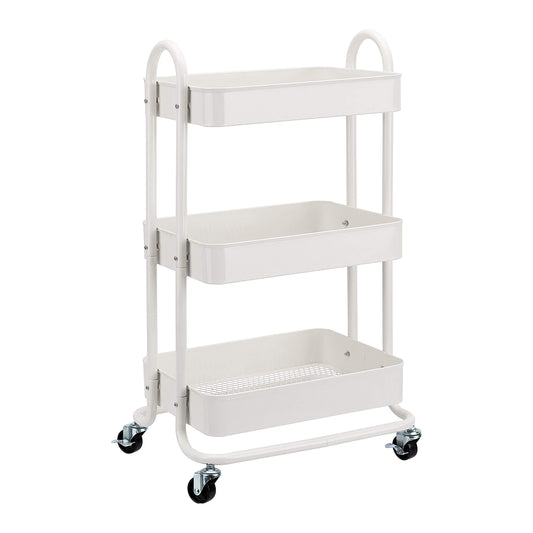 Amazon Basics 3-Tier Rolling Utility or Kitchen Cart, Lockable Wheels, Multifunctional Storage, White