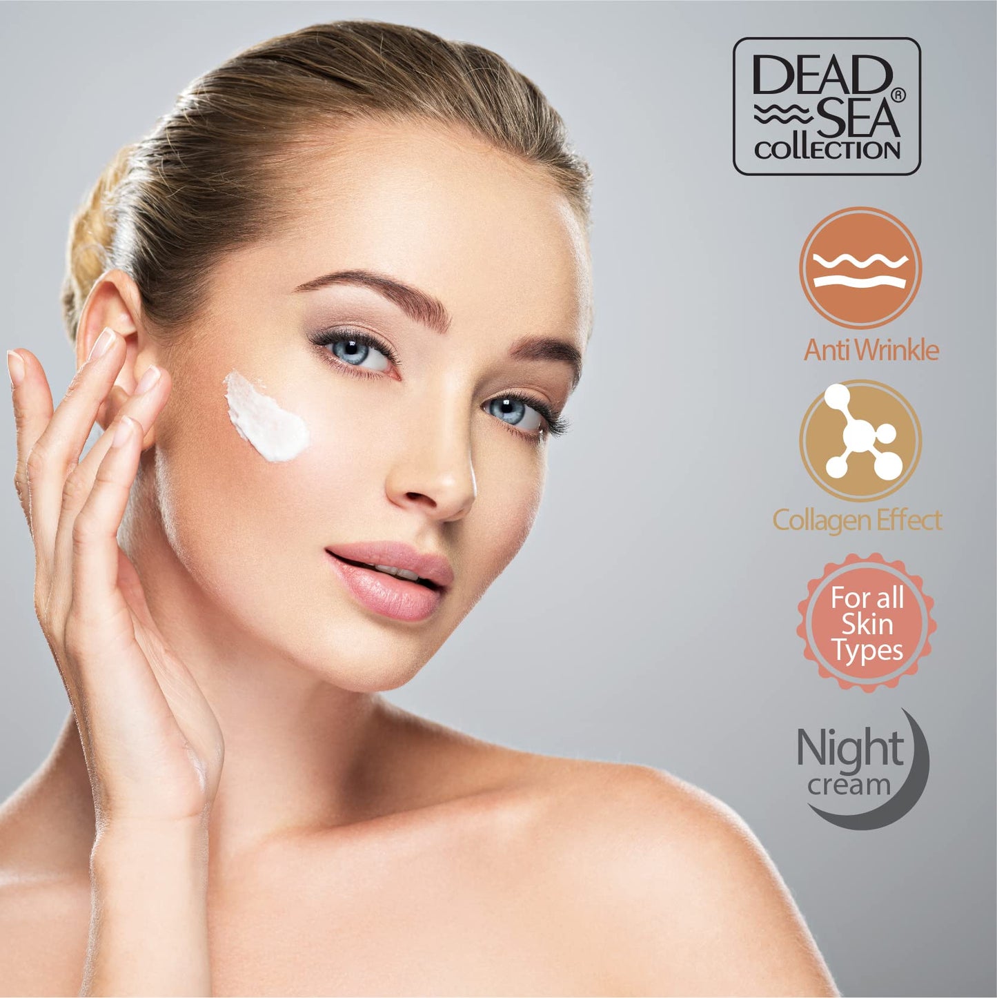 Dead Sea Collection Moisturising Night Face Cream with 3X Collagen - Anti Aging Nourishing Facial Moisturiser with Dead Sea Minerals and Vitamin E