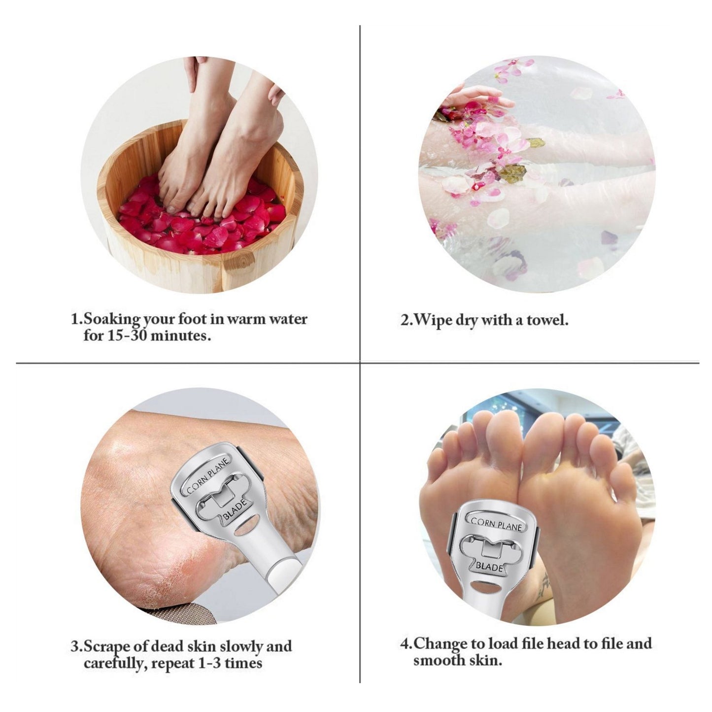 BEINY Stainless Steel Callus Shaver Pedicure Dead Hard Skin Remover Heel Razor Wooden Handle Cutter with Skin Rub & 10 Blades for Foot Care, Removing