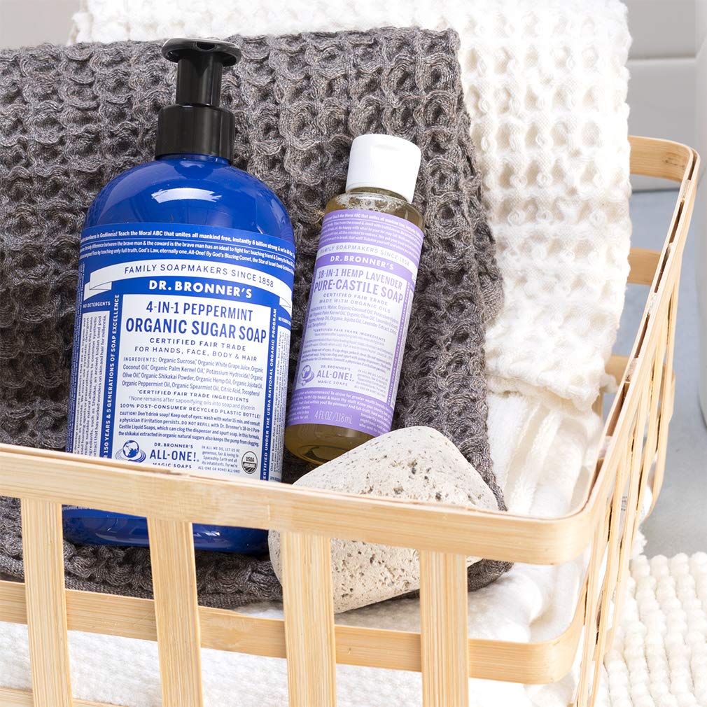 Dr. Bronner's - Pure-Castile Liquid Soap (Lavender, 4 ounce) - Made with Organic Oils, 18-in-1 Uses: Face, Body, Hair, Laundry, Pets and Dishes
