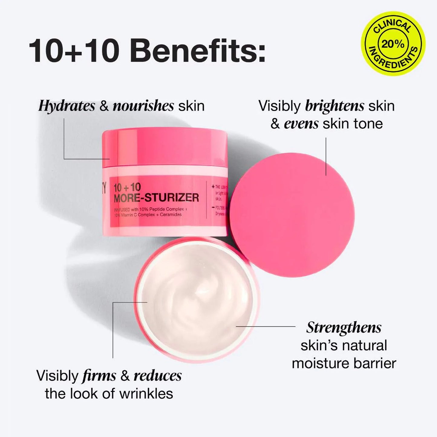 Innbeauty Project 10+10 Daily Moisturizer with 10% Vitamin C + 10% Peptide Complex + Ceramides, 1.7 OZ (50ml)