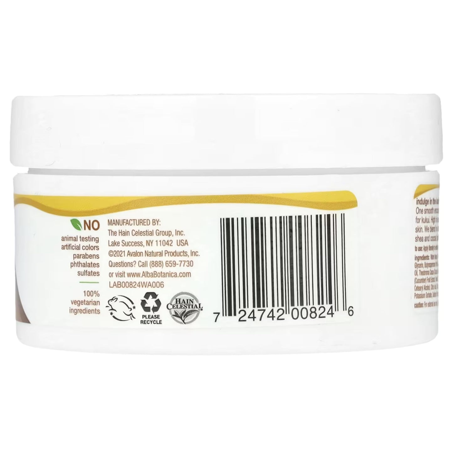 ALBA BOTANICA BODY CREAM,KUKUI NUT, 6.5 OZ