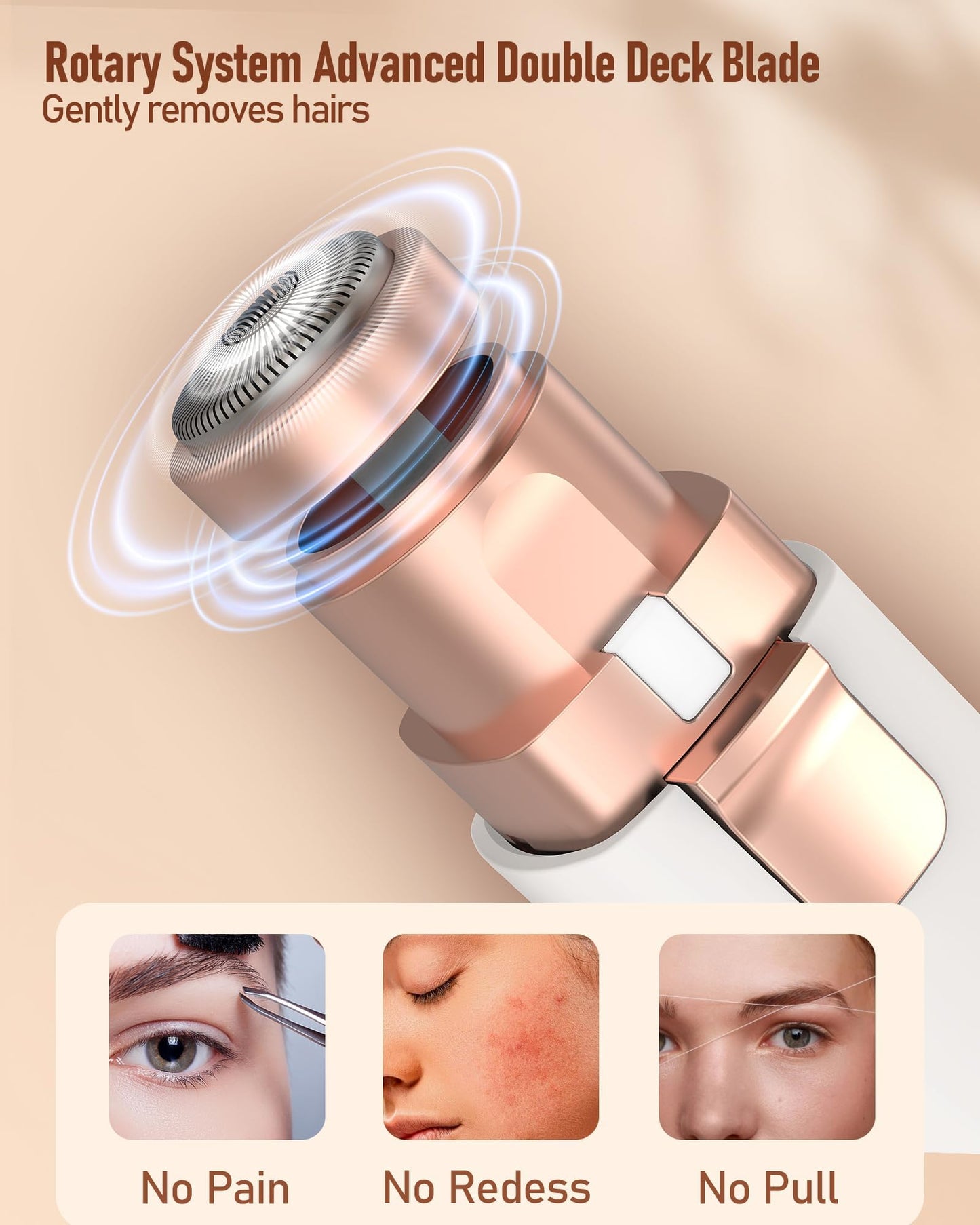 Eyebrow Trimmer Facial Hair Removal for Women: 2 in1 Rechargeable Face Shaver with LED Light, Painless Electric Eyebrow Razor for Eyebrows, Upper Lip Beauty and Personal Care IFANZETECH