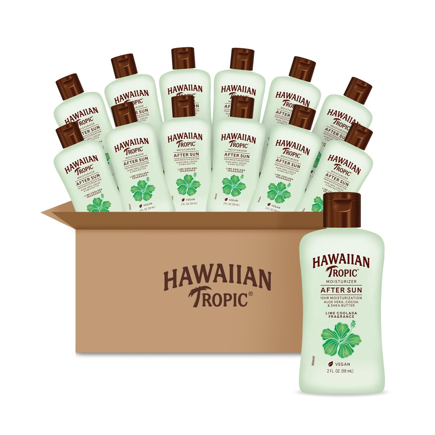 Hawaiian Tropic After Sun Lotion Lime Coolada Case, 12 mini bottles | After Sun Care Travel Essentials, Aloe Vera Lotion, 2 fl oz each (Pack of 12) Beauty and Personal Care Hawaiian Tropic Default Title