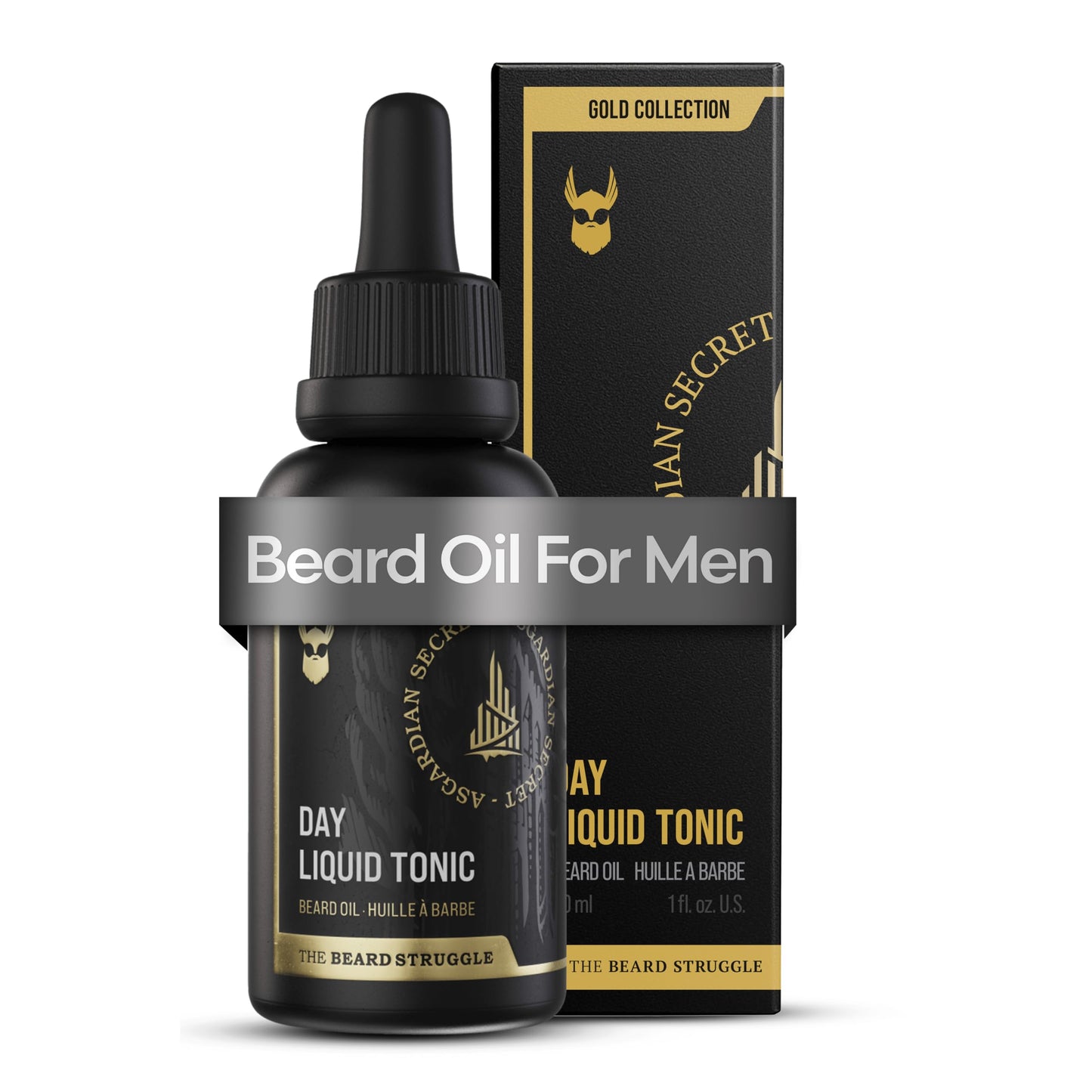 The Beard Struggle - Day Liquid Tonic Beard Oil - Gold Collection, Asgardian Secret - Beard Oil for Men - Moisturize, Softens Hair, Reduces Itch - Day