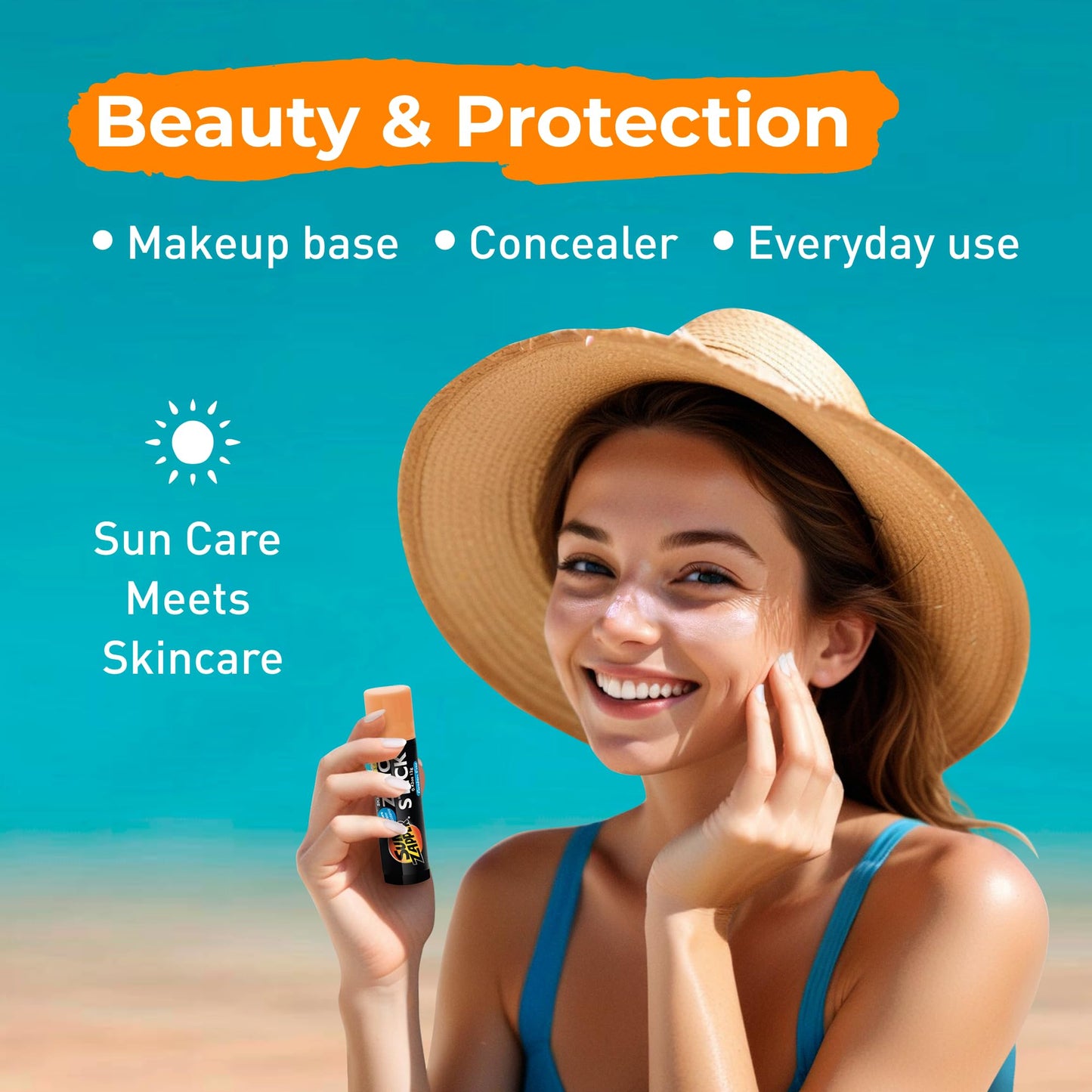 Sun Zapper Zinc Oxide Sunscreen Stick SPF 50+ Light Skin Tone - Mineral Sunscreen for Face and Body, Water Resistant Sunblock for Sensitive Beauty and Personal Care Sun Zapper