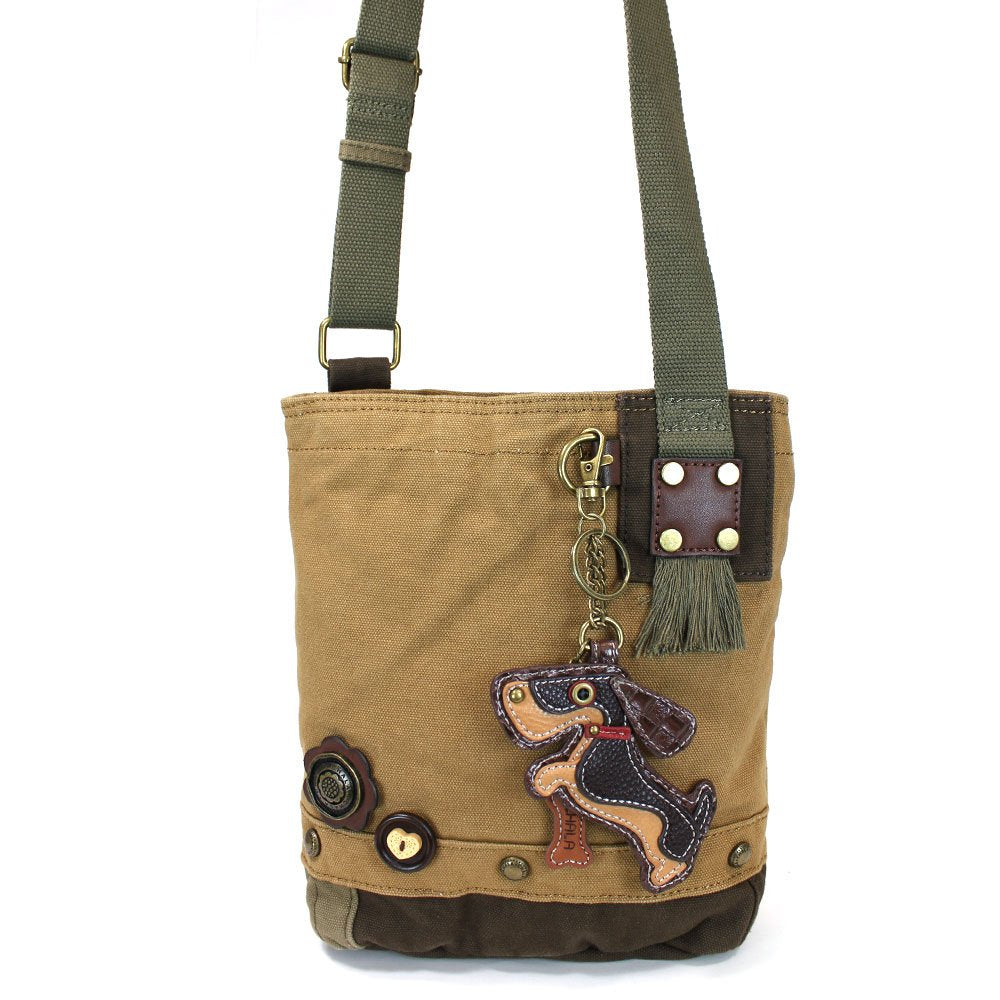 CHALA Patch Crossbody Bag Weiner Dog Dachshund Multi-color (Brown)