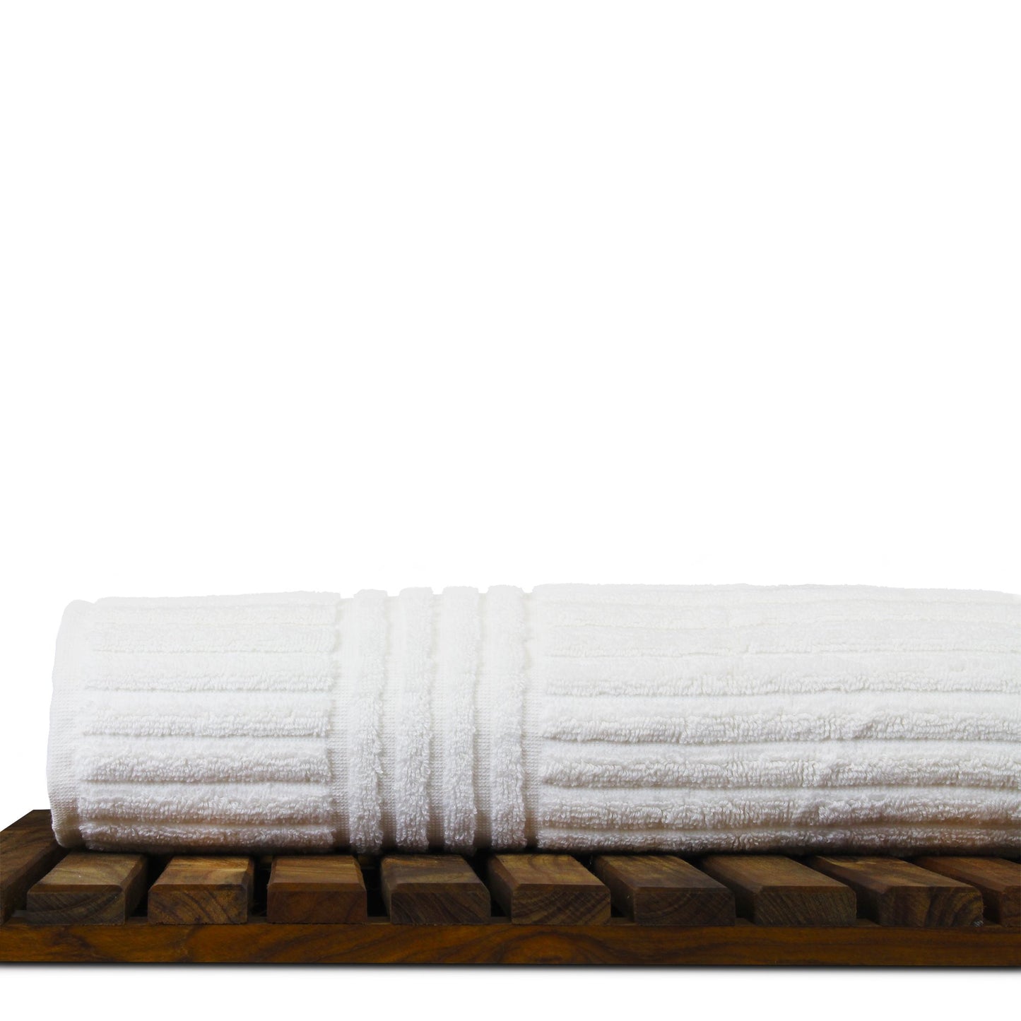BC Bare Cotton Luxury Hotel & Spa 100% Natural Turkish Cotton Ribbed Channel Pattern Bath Towel (Set of 4), White (852-1501-01)