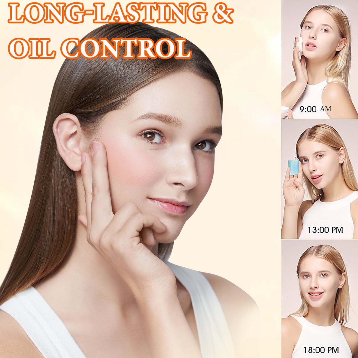 Oil Control Loose Face Powder,Translucent Setting Powder With a Powder Puff Long Lasting Makeup Covering Blemishes Brightens Skin Tone,Natural Matte