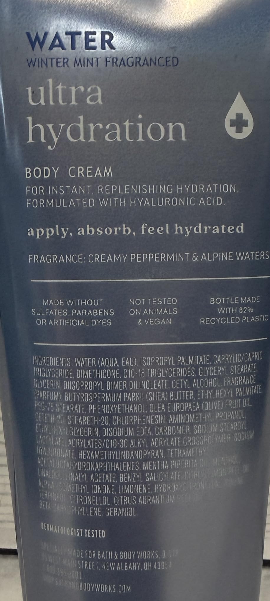 Bath & Body Works Water Winter Mint Ultimate Hydration Body Cream 8 Ounces Pack of 2
