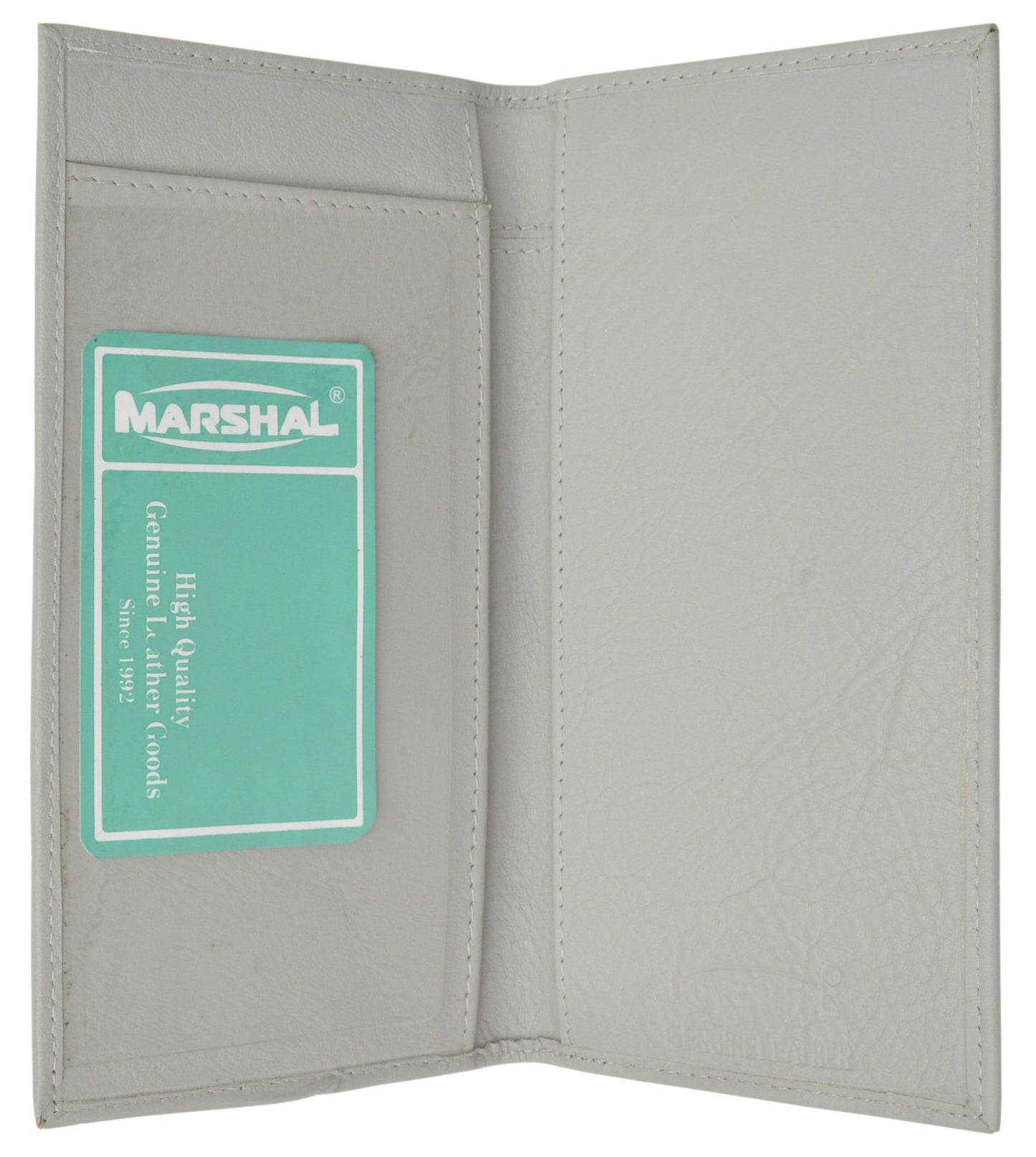 MARSHAL Hand Crafted Genuine Soft Leather Checkbook Cover simple-156 (Grey)