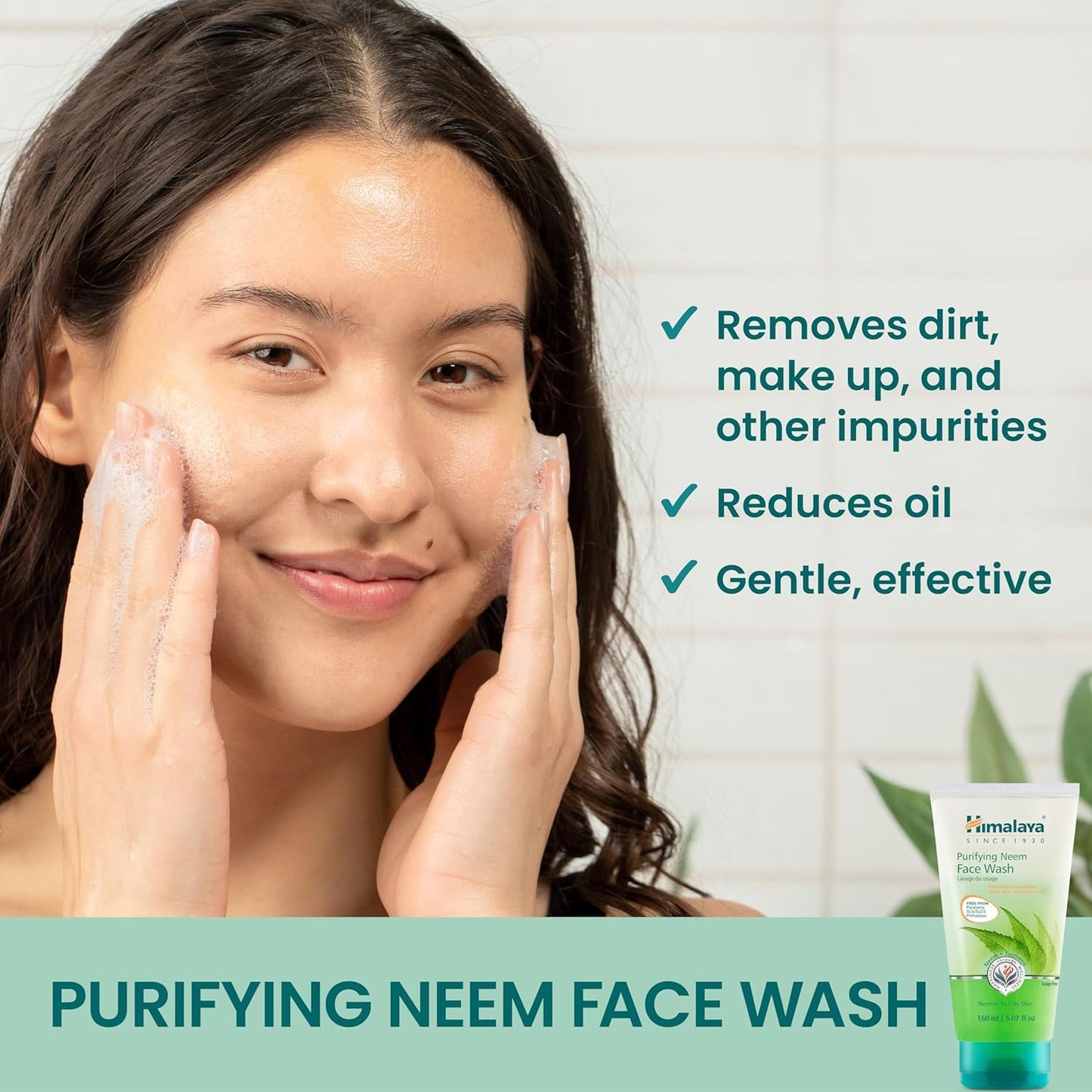 Himalaya Purifying Neem Face Wash, Normal to Oily Skin, Turmeric, Vegan, Cruelty Free, Soap and Paraben Free, Dermatologically Tested, SLS/SLES Free