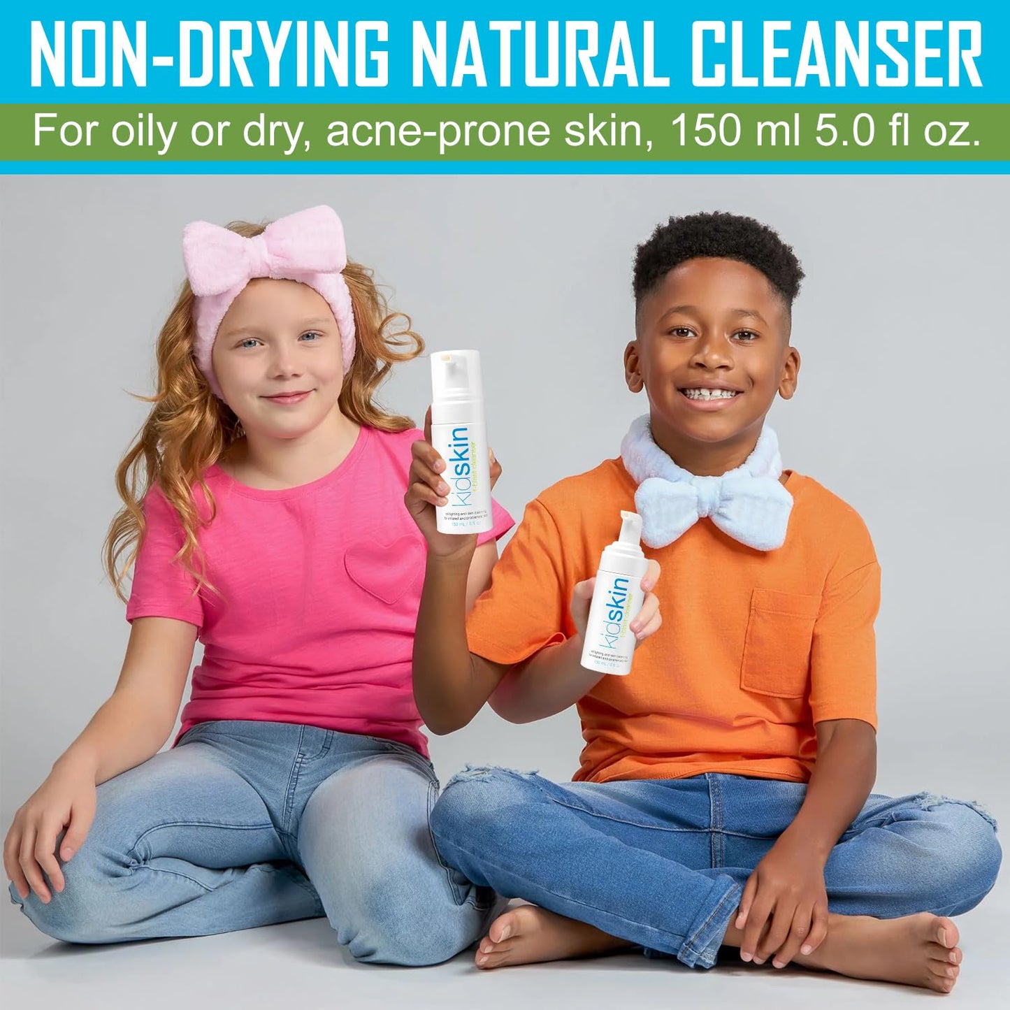 Kidskin T-Blast Facial Cleanser, Gentle Face Wash with Tea Tree Oil, Spot Skin Care for Kids and Teens, Non-Drying Natural Cleanser for Oily or Dry