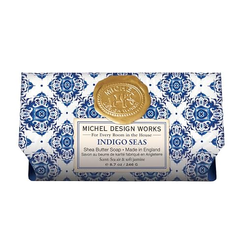 Michel Design Works Soap Bar, Indigo Seas Large, Beautiful Design, Triple-milled
