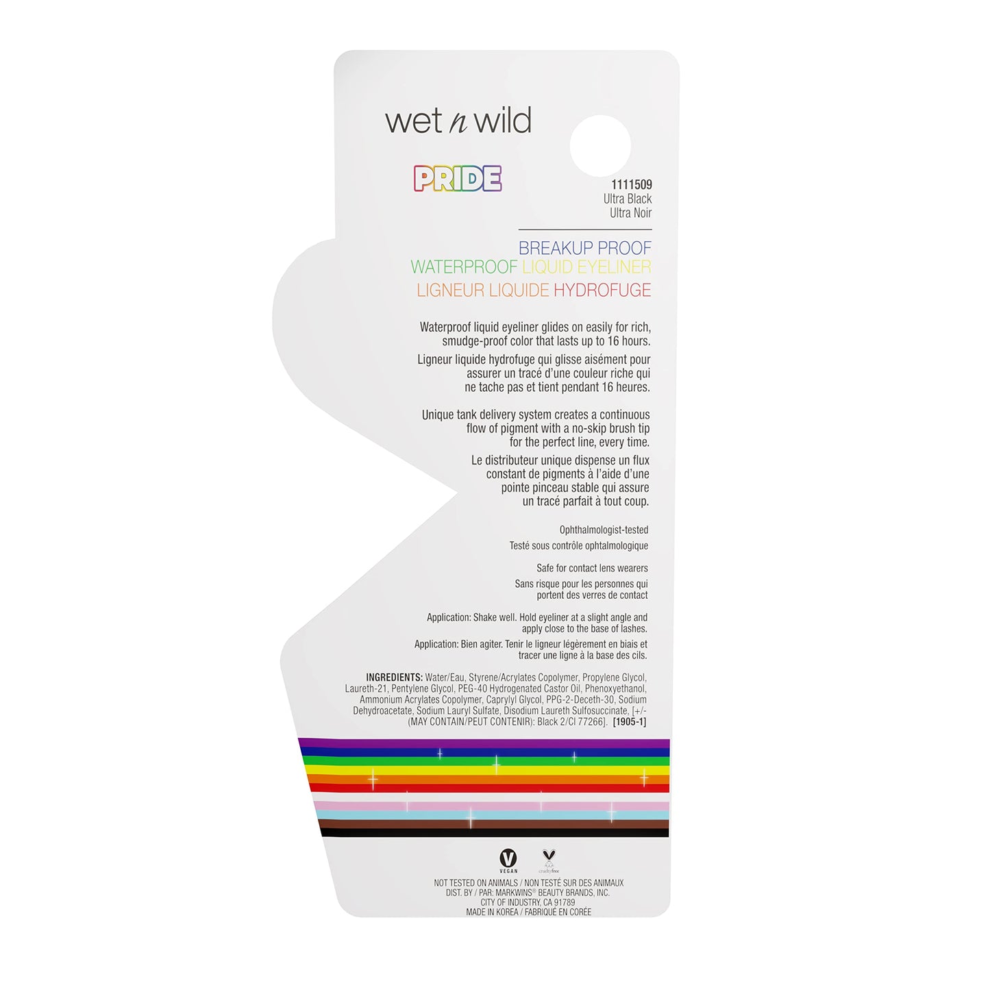 wet n wild Pride Breakup Proof Waterproof Liquid Eyeliner Pen, Smudge-Proof & Flake-Proof Rich Black Pigment, Ultra-Fine Precision Brush Tip