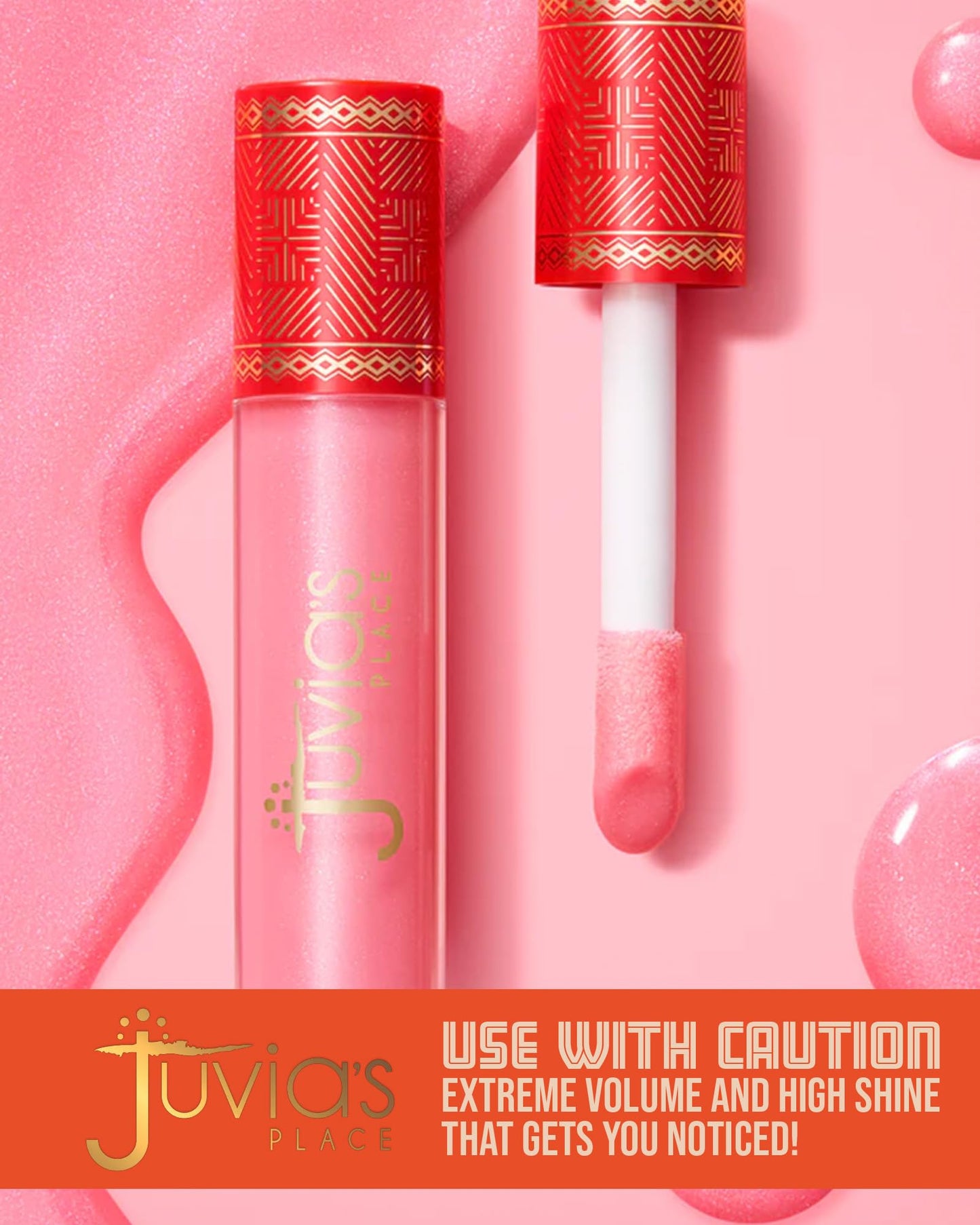 Juvia's Place Beautiful Big Lip Plumper - Ring The Alarm | Stunning Pink Shimmer Gloss for Full, Defined Lips | Plumping, Hydrating & High-Shine