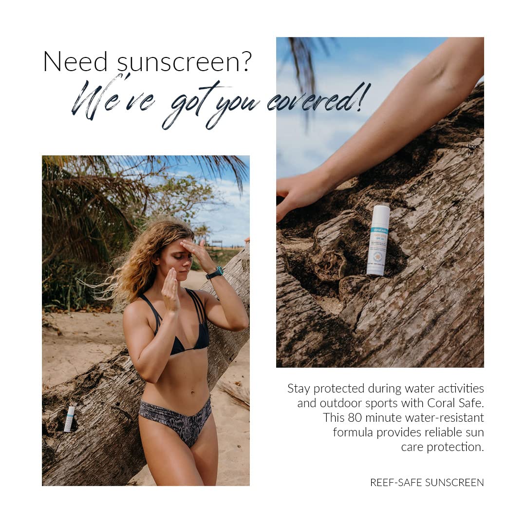 Reef Safe Sunscreen SPF 50 Facestick - Biodegradable, Hawaii & Mexico Approve, Zinc, Vitamin E, Oxybenzone & Octinoxate Free, Water Resistant, Natural