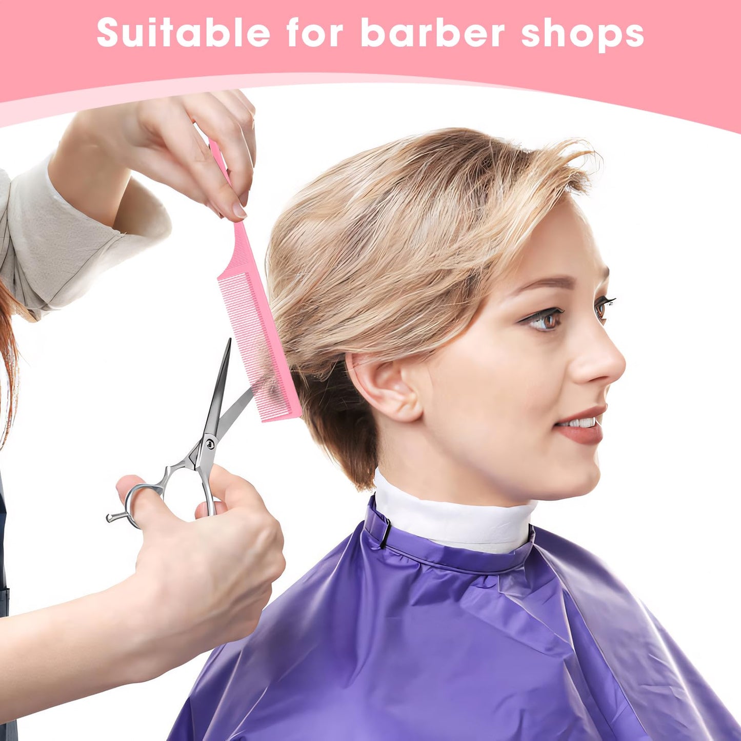 Rat Tail Comb 2Pcs Carbon Fiber Root Teasing Anti Static Tail Comb for Women, Fine Tooth Parting Tip, Hair Comb for Styling (White, Pink) Beauty and Personal Care Kunihiko