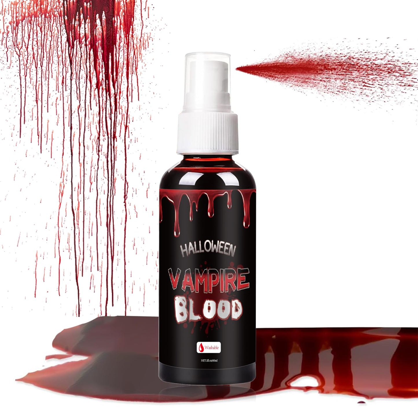Halloween Fake Blood Spray, Blood Splatter Fake Blood Washable, Fake Blood for Clothes and Zombie Monster Vampire Clown, Cosplay Party Makeup