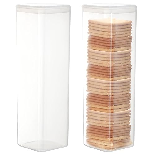Youngever 2 Pack Plastic Cookie Containers, Cookie Jars, Cookie Cracker & Biscuit Storage Container, Food Storage Containers with Lid (Square)