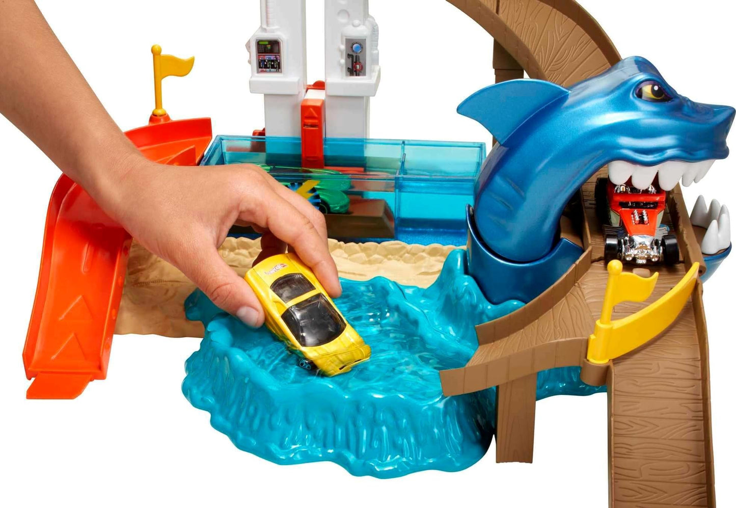 Hot Wheels Toy Car Track Set, Color Shifters Sharkport Showdown, 1:64 Scale Car with Repeat Color-Change Feature (Amazon Exclusive)