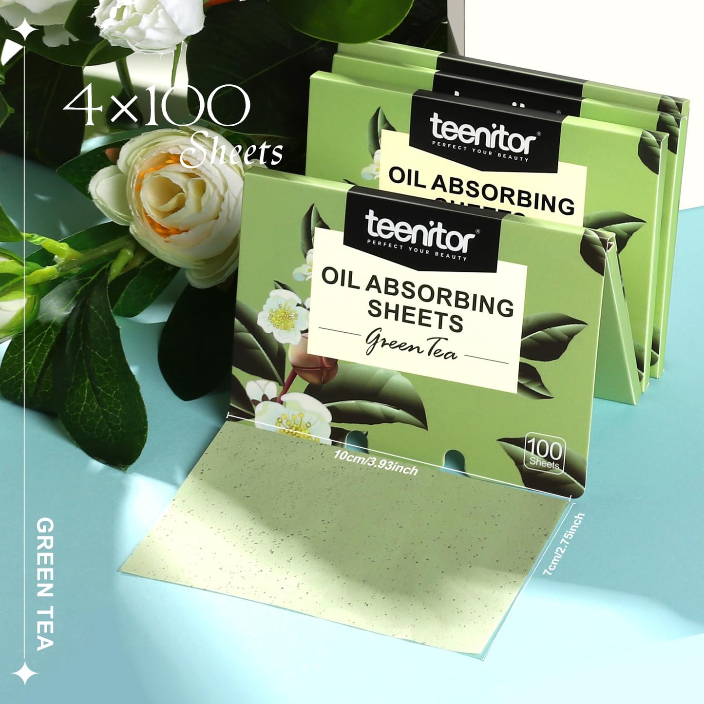 Teenitor Oil Blotting Sheets for Face, 400 Sheets Green Tea Oil Absorbing Sheets Blotting Paper for Oily Skin, Oil Absorbent Pads Face Oil Wipes Oil Beauty and Personal Care Teenitor