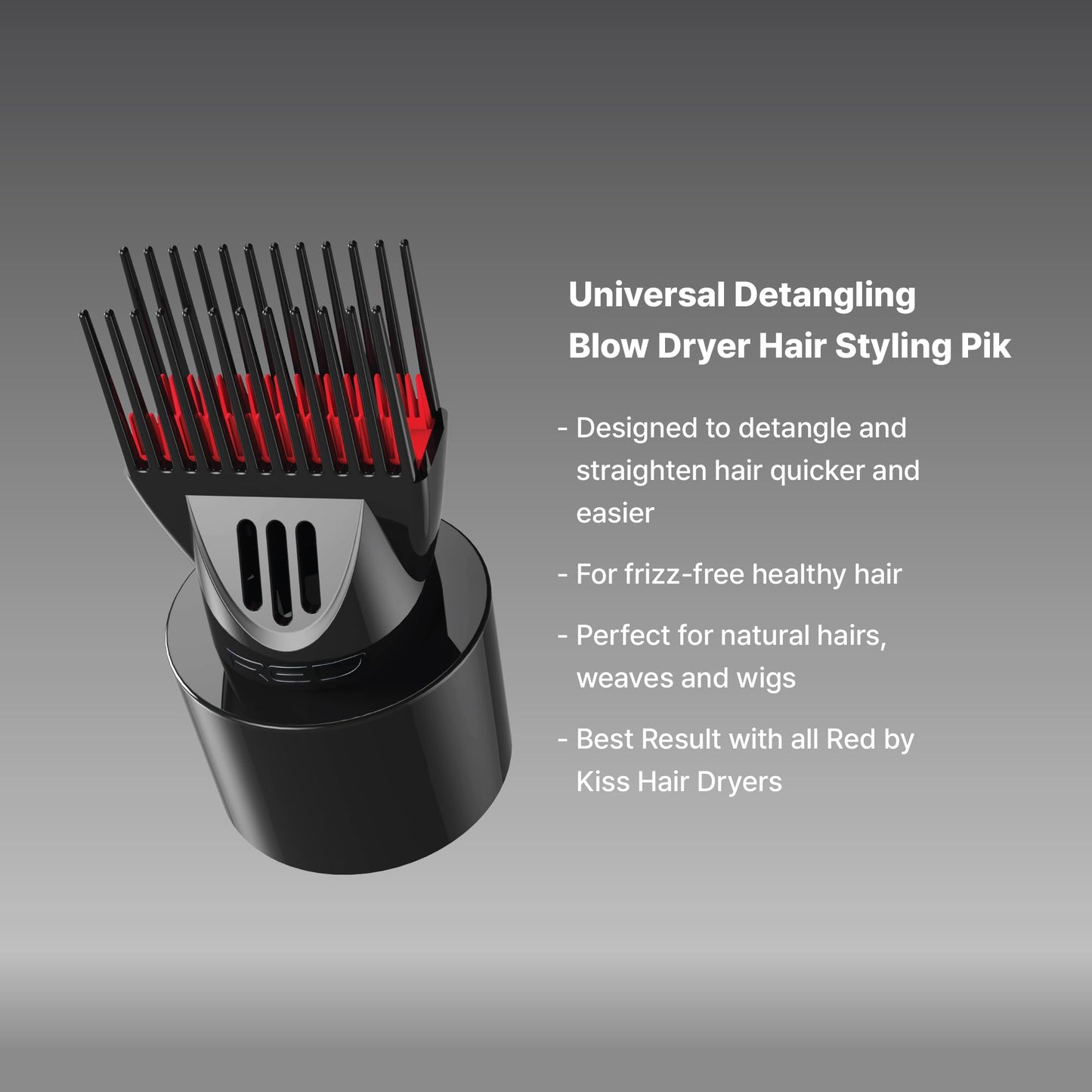 Red by Kiss Detangling Blow Dryer Hair Styling Pik, Double Layer Pik Attachment for Smooth, Frizz-Free Hair, Compatible with Most Hair Dryers, Wigs Beauty and Personal Care Red by Kiss