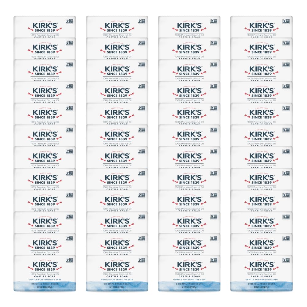 Kirk's Castile Bar Soap for Men, Women & Children - Made with Premium Coconut Oil, Sensitive Skin Formula, Vegan, Non GMO, Original Fresh Scent, 4 oz.