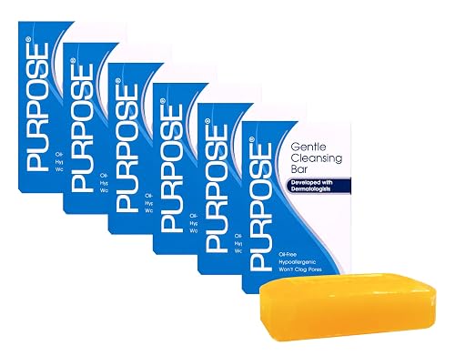 PURPOSE Gentle Cleansing Bar, Developed with Dermatologists, For All Skin Types, For Sensitive & Dry Skin, Oil-free, Hypoallergenic, Sulfate-Free, 6